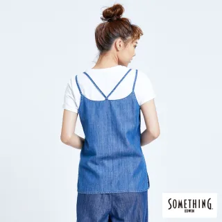 【SOMETHING】女裝 涼夏細帶背心(中古藍)