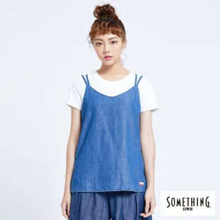 【SOMETHING】女裝 涼夏細帶背心(中古藍)
