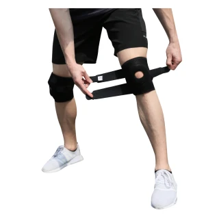 【菁炭元素】可調式黏扣四支撐彈簧透氣運動護膝(一件組)