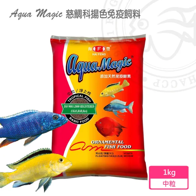 【海豐飼料】A.M.慈鯛揚色免疫飼料中粒1KG(適合一般熱帶魚、血鸚鵡及慈鯛科食用)