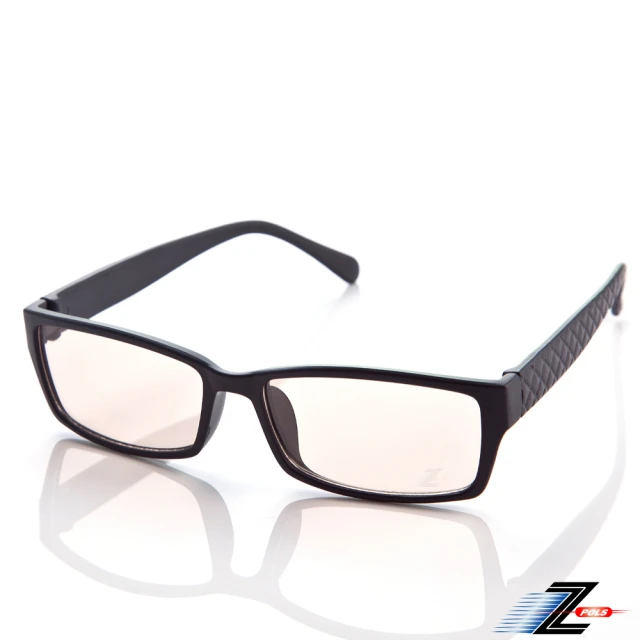 【Z-POLS】經典質感黑 韓流格紋圖騰 MIT專業設計PC材質抗藍光眼鏡(濾藍光最佳利器兼具抗UV400多功能)