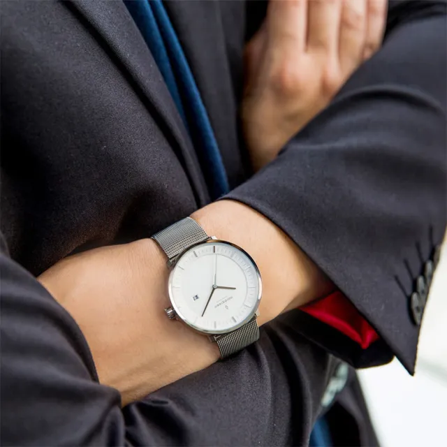 【Nordgreen】ND手錶 哲學家 Philosopher  40mm 月光銀殼×白面 月光銀米蘭錶帶(PH40SIMESIXX)