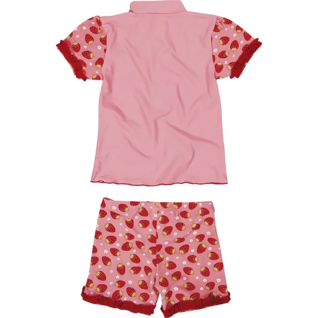 【德國Playshoes】抗UV防曬短袖兩件組兒童泳裝-草莓(認證UPF50 泳衣+泳褲)