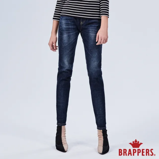 【BRAPPERS】女款 Boy friend系列-彈性鬆緊帶八分褲(藍)
