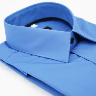 【金安德森】藍色黑內領窄版長袖襯衫-fast