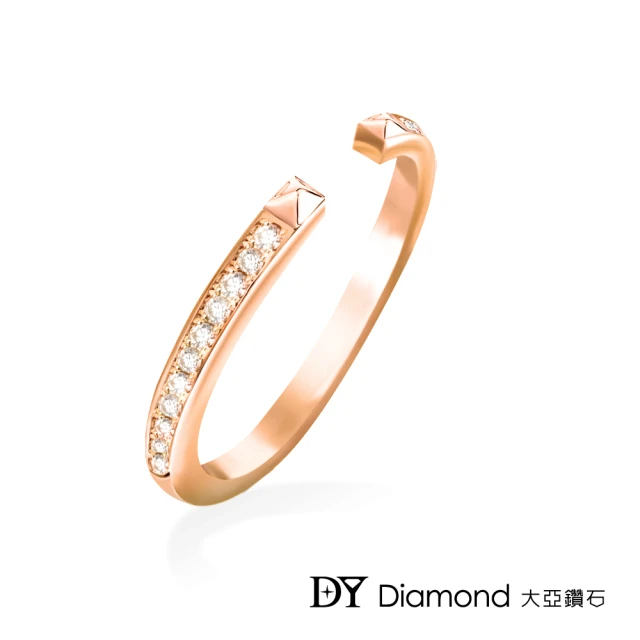 【DY Diamond 大亞鑽石】L.Y.A輕珠寶 18K玫瑰金 時尚 鑽石線戒