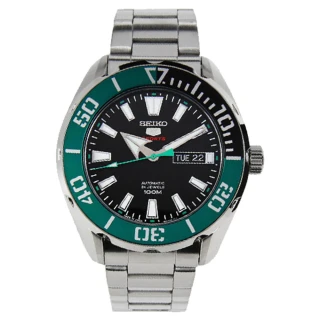 【SEIKO 精工】潛水機械男錶 不鏽鋼錶帶 湖綠X銀 防水100米(SRPC53J1)