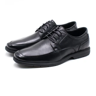 【W&M】低調壓紋方頭紳士綁帶男皮鞋(黑)