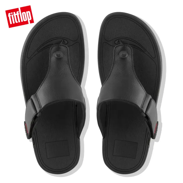 【FitFlop】TRAKK II LEATHER TOE-THONGS經典全皮革夾腳涼鞋-男(靚黑)