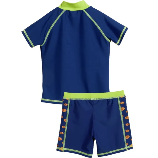 【Playshoes】抗UV防曬短袖兩件組兒童泳裝-鱷魚(認證UPF50 泳衣+泳褲)