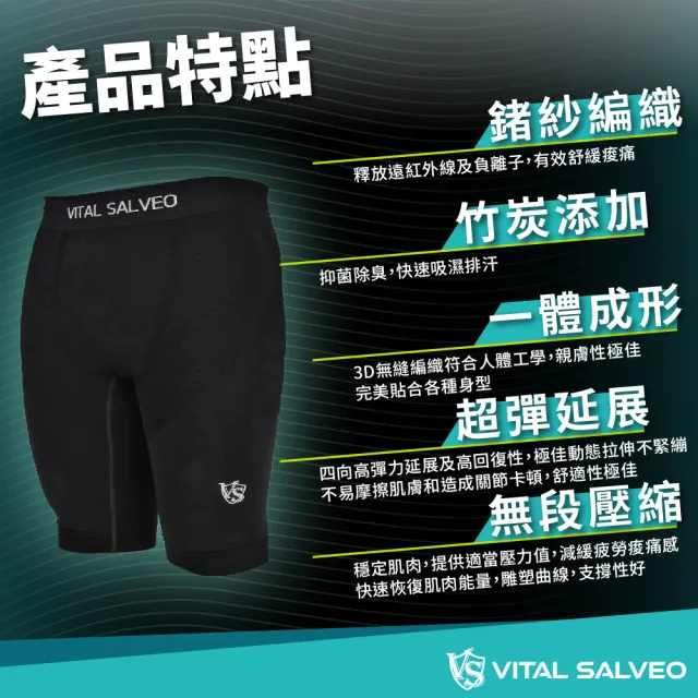 【Vital Salveo 紗比優】男超彈力壓縮緊身機能短褲-運動壓縮款(遠紅外線運動訓練男壓力短褲-台灣製造)