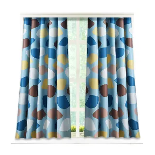 【小銅板】韓系彩石遮光窗簾 寬100X高130-2片入-總寬200公分(可穿伸縮桿 掛勾 兩用)