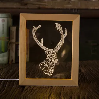 【iSFun】立體相框＊實木3D療癒造型夜燈/聖誕馴鹿