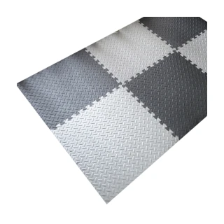 【Abuns】工業風鐵板紋62CM黑灰色大巧拼地墊-附收邊條(24片裝-適用3坪)