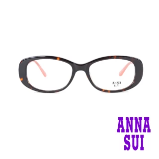 【ANNA SUI 安娜蘇】日系優雅細版鏡腳蝴蝶結造型光學眼鏡-琥珀/玫瑰粉(AS578-101)