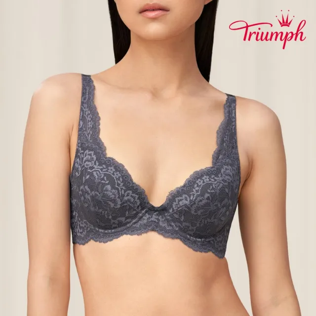 【Triumph 黛安芬】自然優雅系列蕾絲美背內衣 D-E罩杯(灰)