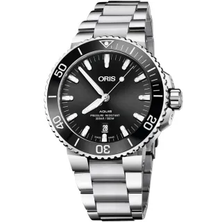 【ORIS 豪利時】Aquis 時間之海潛水300米日期機械錶-黑/43.5mm 新年 禮物 推薦(0173377304134-0782405PEB)