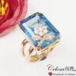 【Celosa】古典花語晶鑽玫瑰金戒指(水藍系)