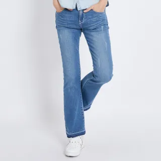 【5th STREET】女彈力修身喇叭褲-石洗藍