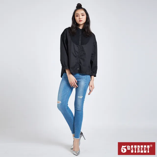 【5th STREET】女彈心超修身小腳長褲-石洗藍