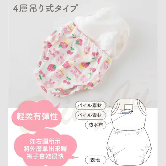 【Chuckle Baby】四層吊式訓練學習褲 五件組 粉色(戒尿布 內褲 小褲褲 嬰兒尿布褲)