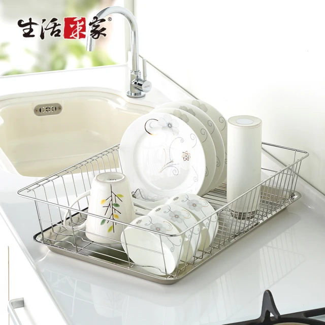 【生活采家】台灣製304不鏽鋼廚房加大款碗盤陳列瀝水架(#27259)