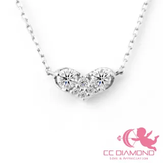 【CC Diamond】日本進口18K鑽石項鏈 設計款愛心(日本鑽石鎖骨項鏈 套鏈)