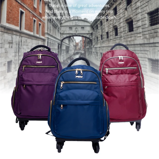 【DF Queenin】商務洽公21吋旅行多功能防潑水拉桿登機行李包-共3色