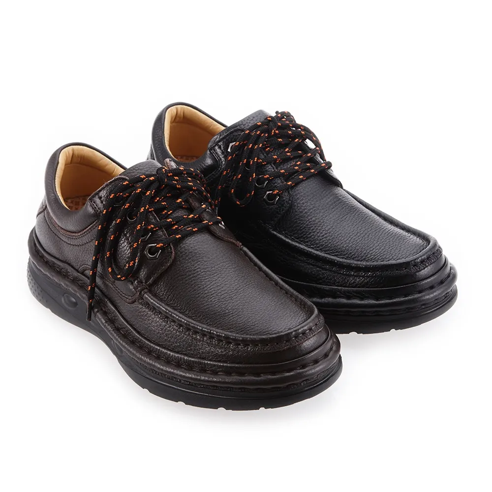 【A.S.O 阿瘦集團】手縫氣墊  精緻縫線雙色鞋帶休閒鞋(黑色)
