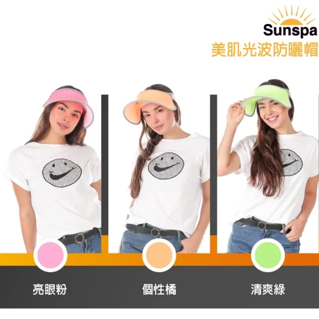 【SUN SPA】真 專利光能布 UPF50+ 抗UV 遮陽帽 防曬帽(濾光帽光療帽 防紫外線空頂大帽檐 輕薄透氣涼感降溫)