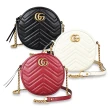 【GUCCI 古馳】GUCCI MARMONT雙G金屬LOGO圓形造型W字紋牛皮鏈帶拉鍊斜背包(3色)