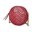 【GUCCI 古馳】GUCCI MARMONT雙G金屬LOGO圓形造型W字紋牛皮鏈帶拉鍊斜背包(3色)