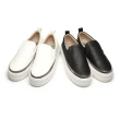 【FUFA Shoes 富發牌】厚底低調皮質懶人鞋-黑/白 1BE33(平底鞋/便鞋/包鞋)