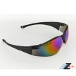 【Z-POLS】帥氣有型質感黑框搭配七彩電鍍運動太陽眼鏡(抗紫外線UV400遮陽防風超好用!)