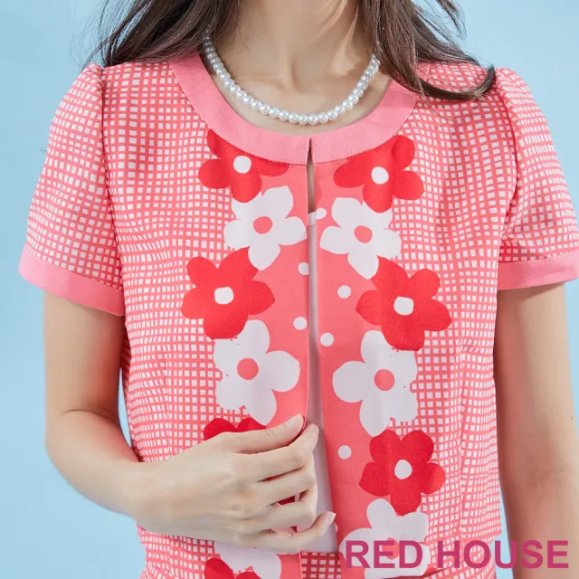 【RED HOUSE 蕾赫斯】格紋花朵印花外套(粉色)