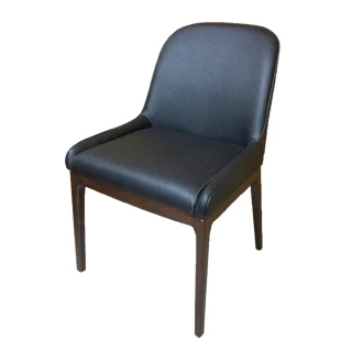 【AS雅司設計】Freda胡桃色黑皮面實木餐椅-55x50x86cm