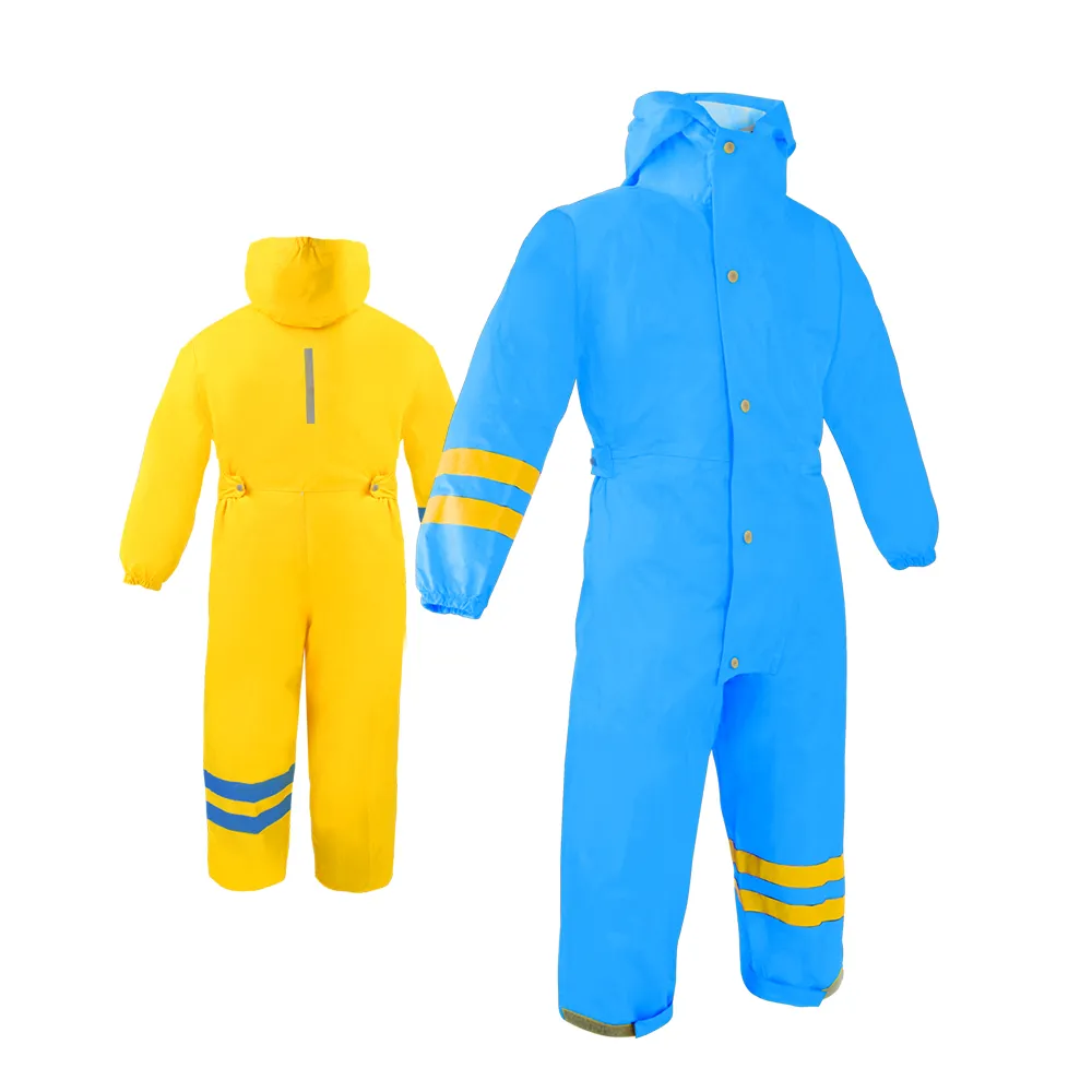 【TDN】台灣無毒材質兒童連身雨衣 空氣感超輕量連身褲裝雨衣 防水衣畫畫衣(玩雪衣前開雨衣ED4036)