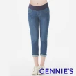 【Gennies 奇妮】刷白造型修身牛仔九分褲(藍T4E01)