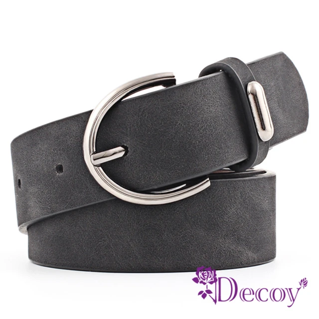 【Decoy】霧粉色調＊圓型扣寬版時尚皮帶/黑