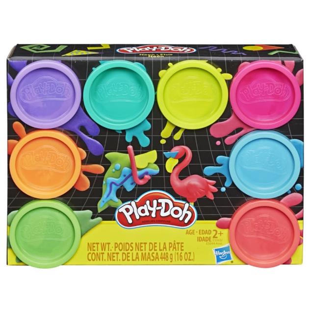 【PLAYDOH 培樂多】黏土補充罐系列-八色無毒黏土組-霓虹派對款 E5044(小孩幼兒兒童玩具/益智玩具/兒童手作)