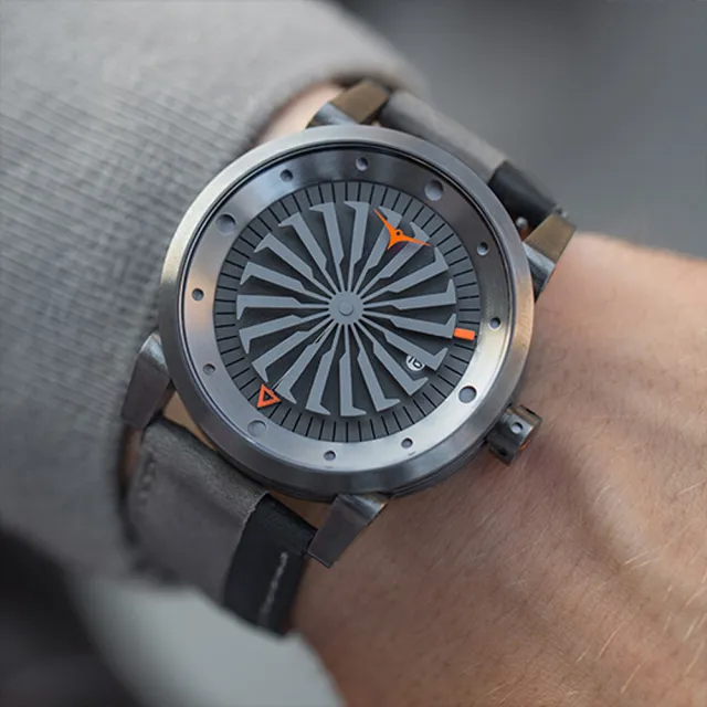 【ZINVO】突破傳統渦輪機械皮革腕錶-灰(BETHS)
