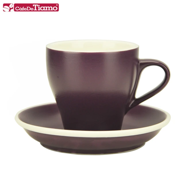 【Tiamo】14號鬱金香卡布杯盤組5客180CC-紫色(HG0851P)