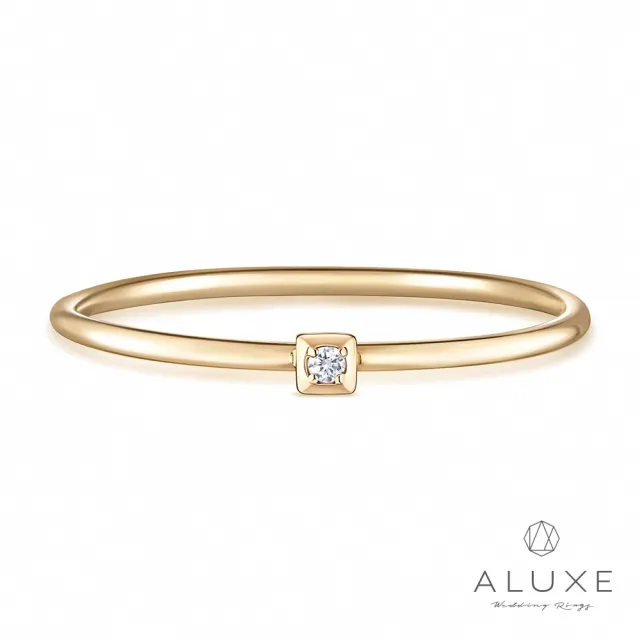 【ALUXE亞立詩】10K 鑽石極簡方戒指 RW0206