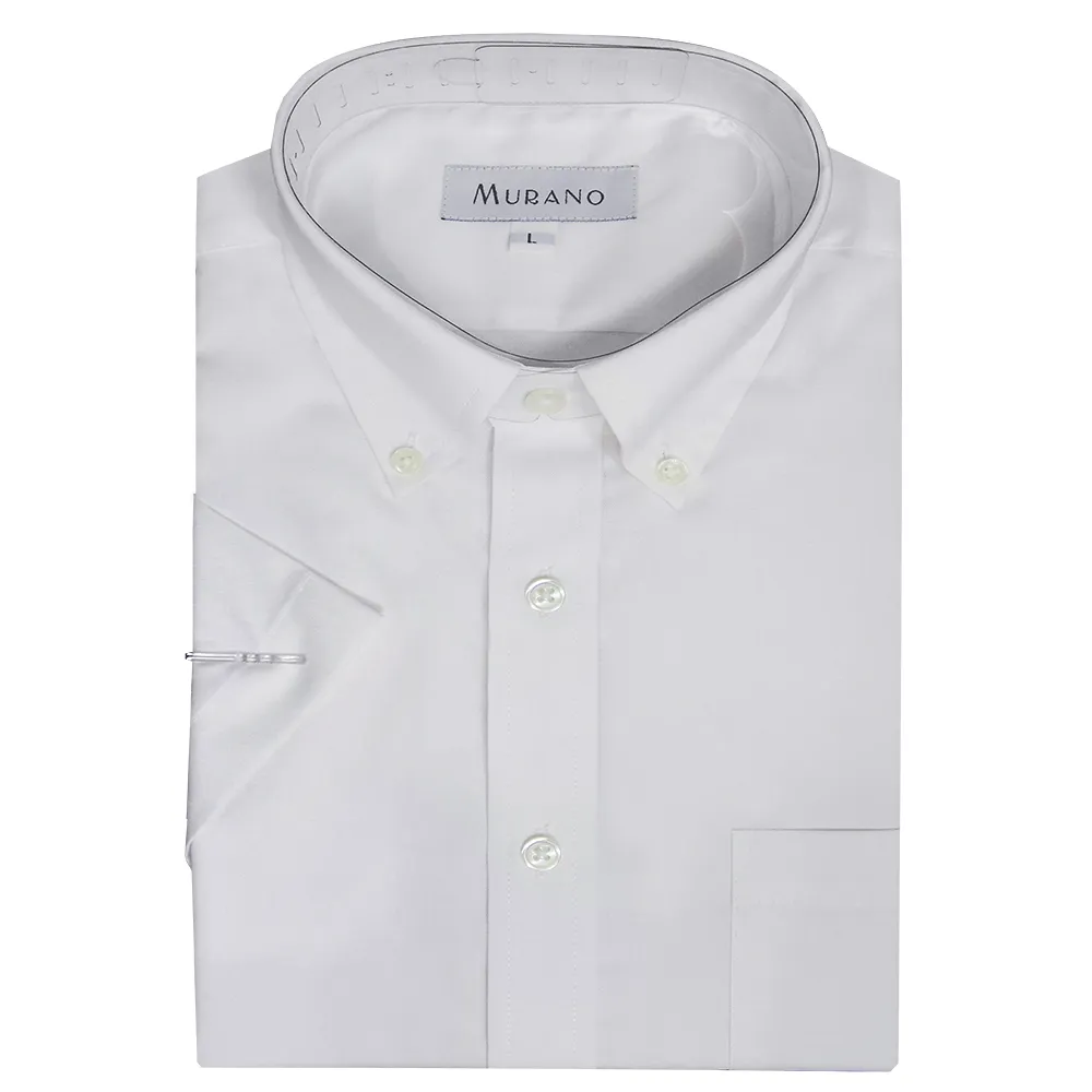 【MURANO】正式短袖修身襯衫-白色(台灣製、現貨、白襯衫)