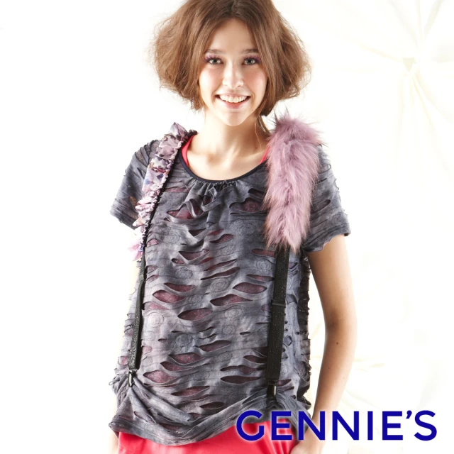 【Gennies 奇妮】破壞感時尚設計上衣(紫/黑G3148)