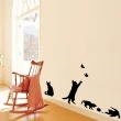 【愛家樂】高級手繪動物創意生活組合壁貼 牆貼 貓壁貼(玩耍貓蝴蝶-2入組)