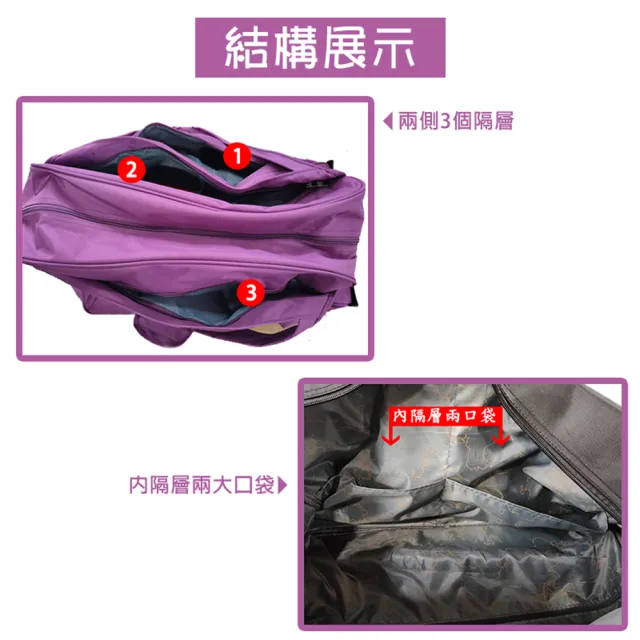 【悅生活】GoTrip 微旅行--22吋 韓版秋冬款多隔層登機拉桿行李袋 紫色(拉桿包 行李箱 防潑水 登機箱)