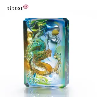 【tittot 琉園】龍騰摘星_升官_開運(琉璃/禮物/玻璃/水晶/藝術品/擺飾/禮贈/企業/送禮/龍/騰/摘/星)