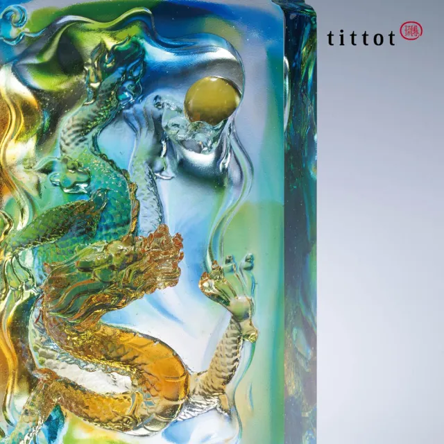 tittot 琉園】龍騰摘星_升官_開運(琉璃/禮物/玻璃/水晶/藝術品/擺飾/禮