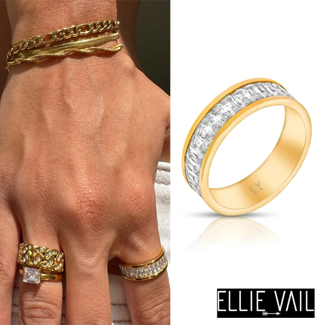 ELLIE VAIL 邁阿密防水珠寶 金色滿鑲 璀璨方鑽戒指 Morgan(防水珠寶)